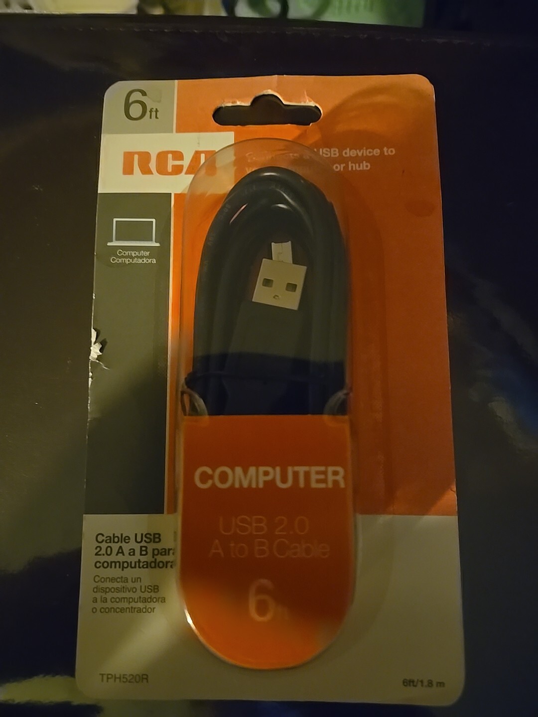 RCA Computer USB 2.0 A to B Cable 6-Feet (TPH520R), New In Package 