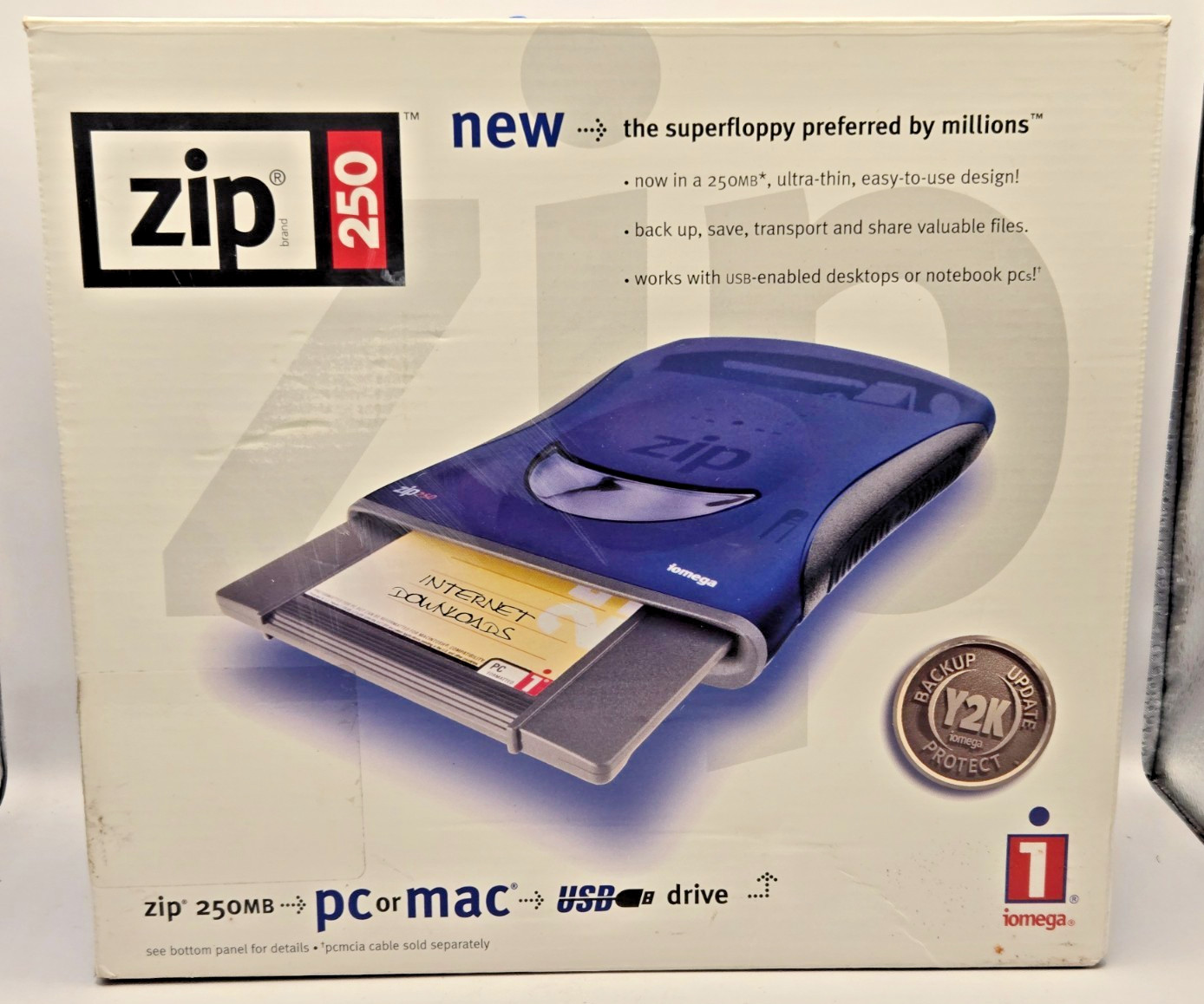 iomega Zip 250 USB Powered External Drive Blue Z250USBPCMBP CIB NEW *READ*