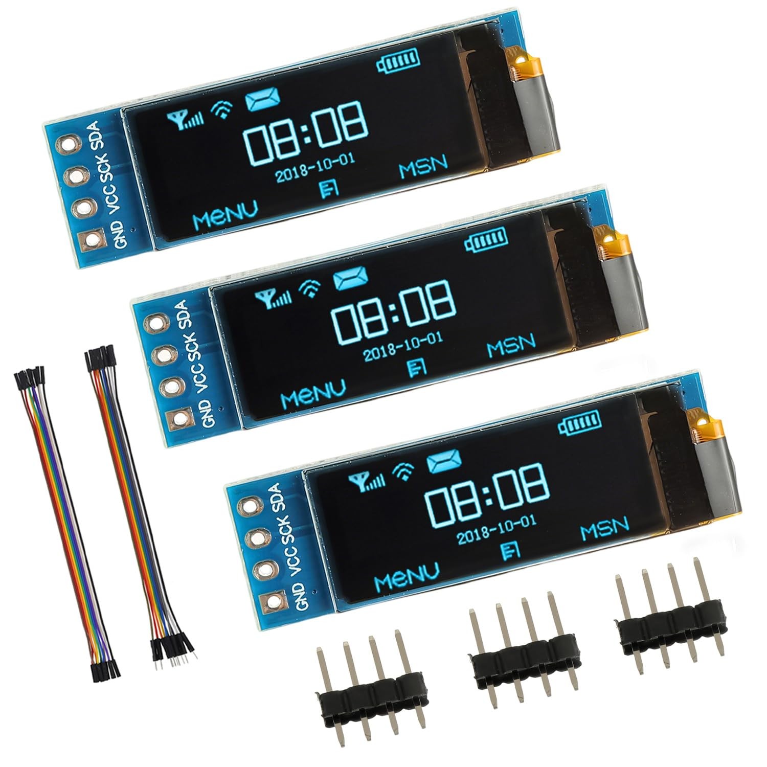 3 Pack 0.91 Inch I2C IIC OLED Display Module 128x32 Pixel, Blue