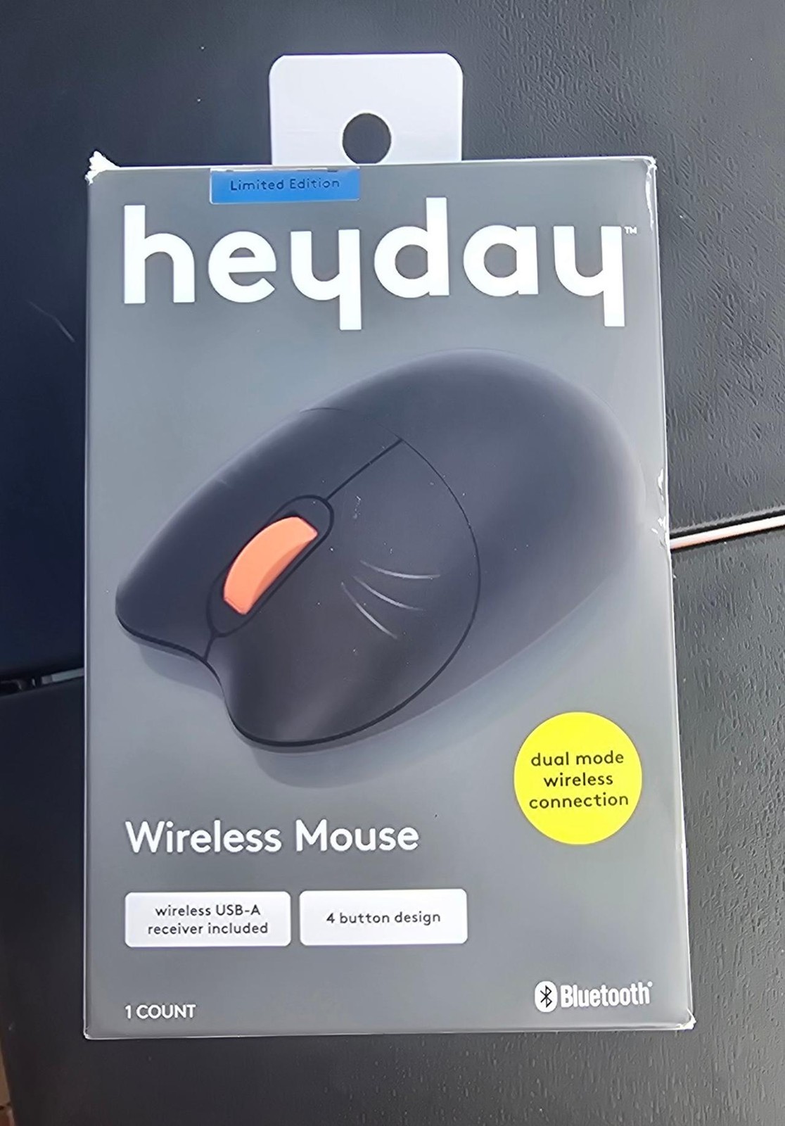 heyday Limited Edition Wireless Mouse Dual-Mode Black Cat Orange NIB