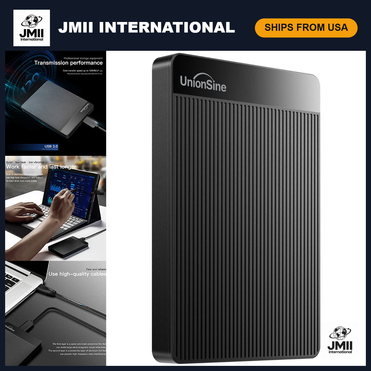 1TB Ultra Slim Portable External Hard Drive - USB 3.0, High-Speed Data Storage