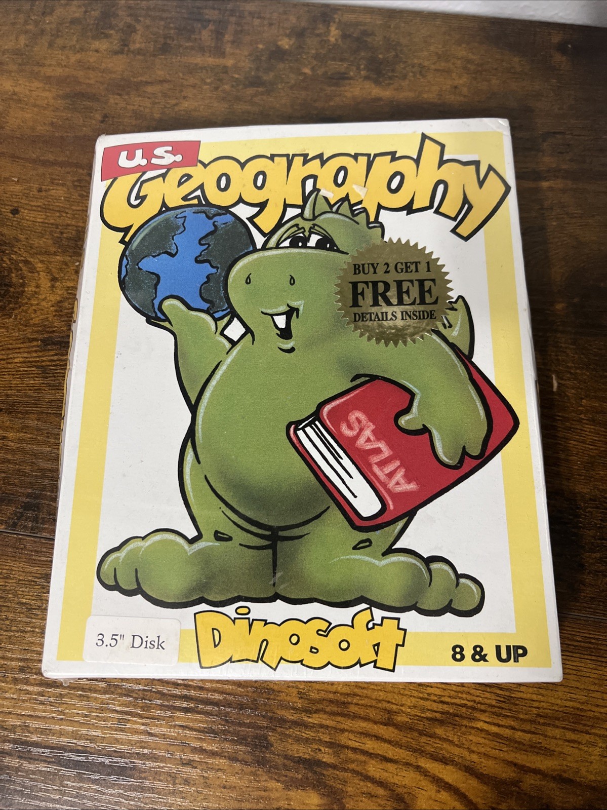 Vintage 1991 Dinosoft U.S Geography Software New Box Has Minor Damage
