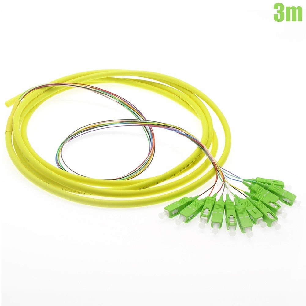 3M 12 Fiber SC APC Single Mode Optic Optical Pigtail Cable Cord Yellow