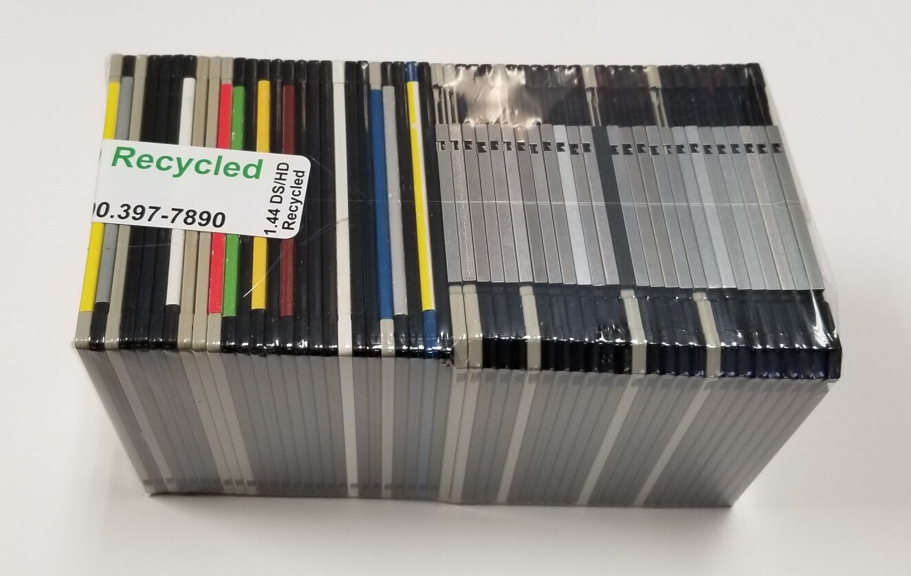 50 Pack 3.5" DS/HD  1.44 MB Recycled Floppy Disks.  Formatted in our facility.