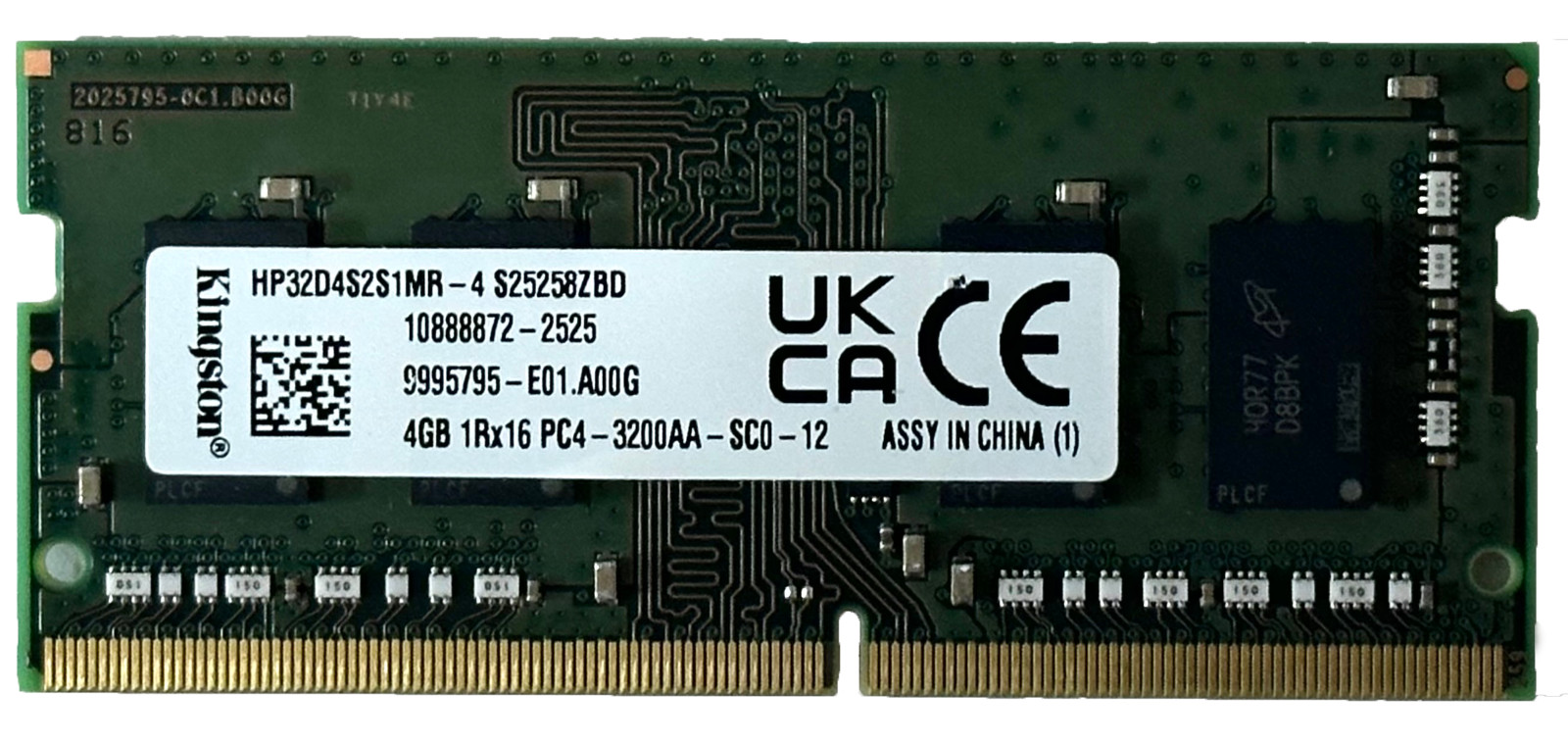 Kingston 4GB DDR4 3200MHz 1Rx16 PC4-3200AA SO-DIMM Laptop RAM HP32D4S2S1MR-4