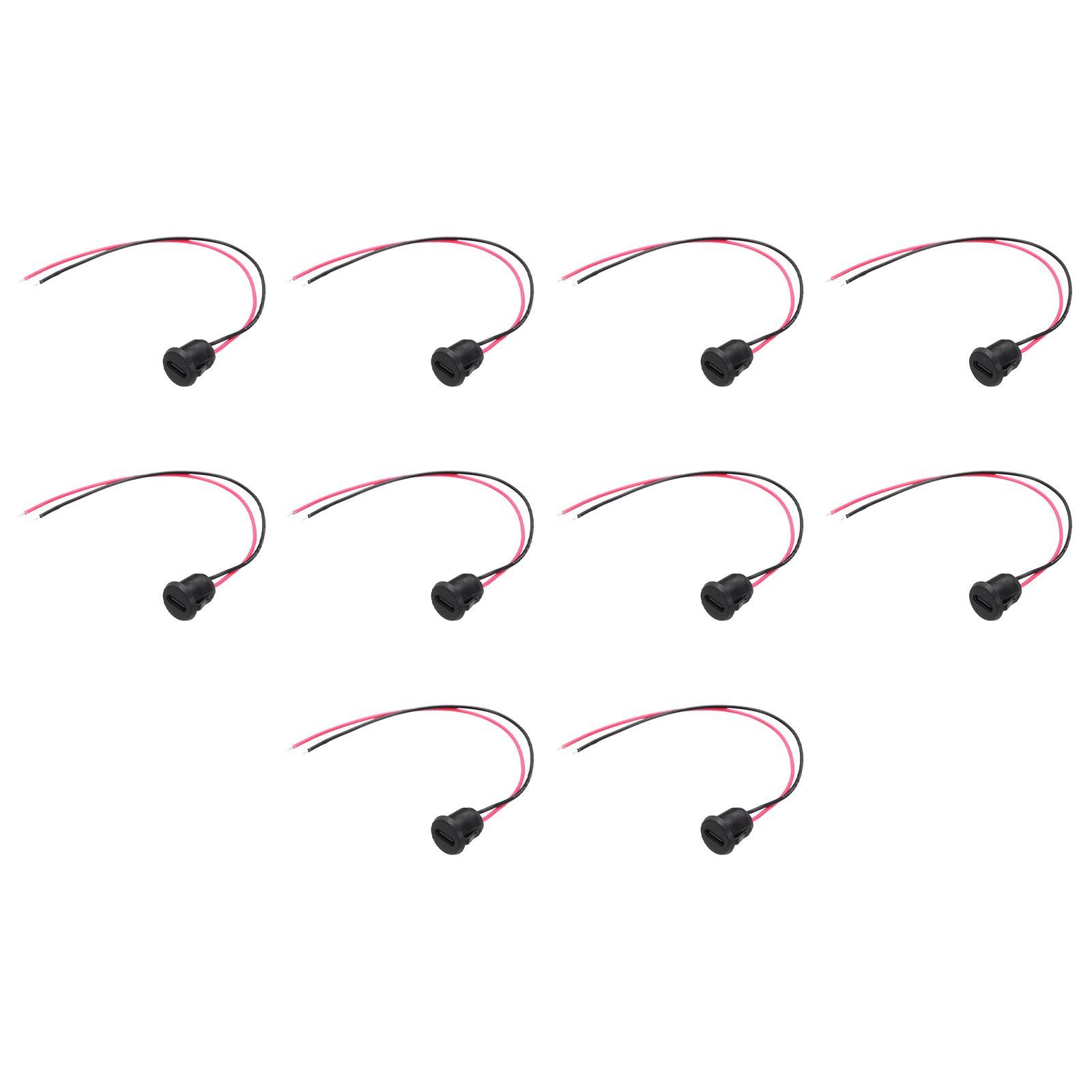 10pcs Type-C to Bare Wire Cable, Round USB-C Female Socket to Pigtail 6"