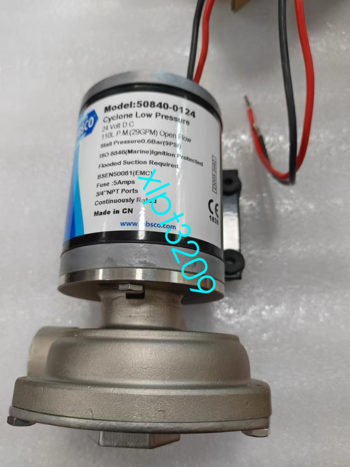 1pcs Jabsco Cyclone Low Pressure Diaphragm Pump Water Pump 50840-0124 24V 5A