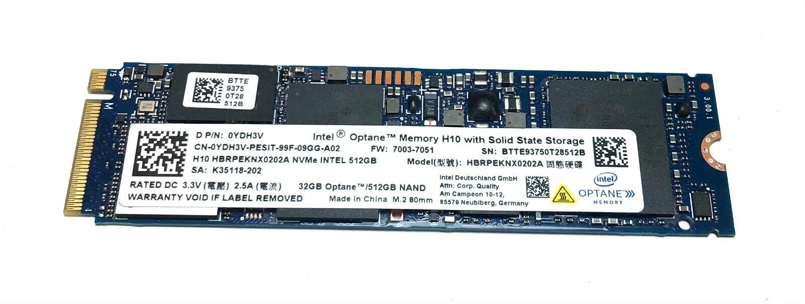 Intel OPTANE H10 512GB PCIe NVMe M2 Solid State Drive HBRPEKNX0202AH 2020 SSD