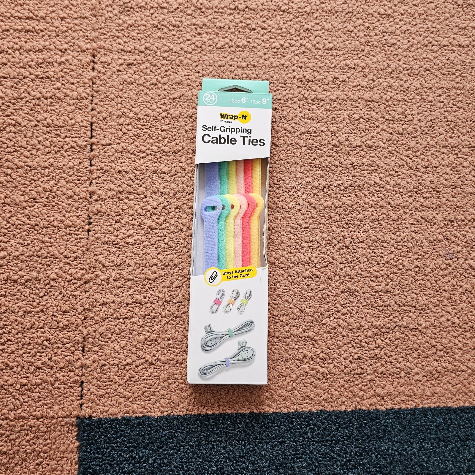 New Wrap-It Storage Self-Gripping Cable Ties (24-Pack) - (12) 6” (12) 9” New Z8a