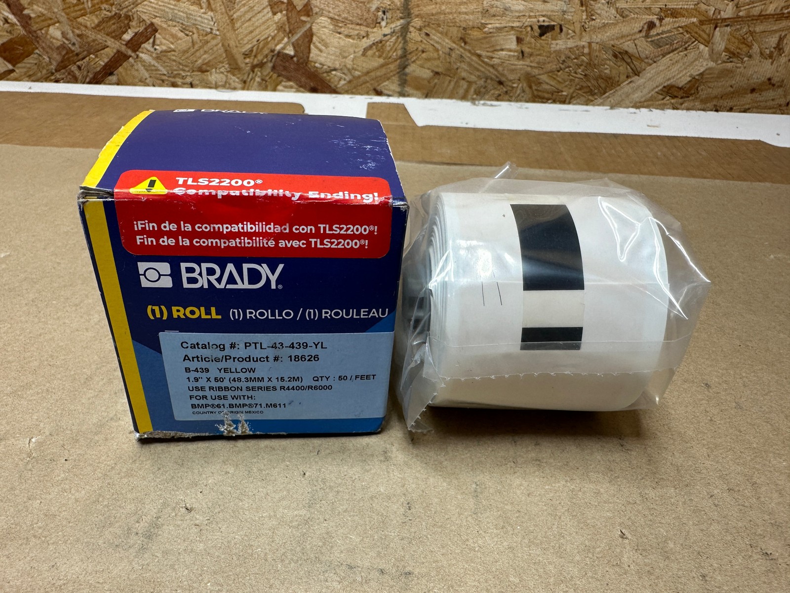 Brady Brady PTL-43-439-YL 19626 B-439 Yellow 1.9"x50' for BMP61 BMP71.M611
