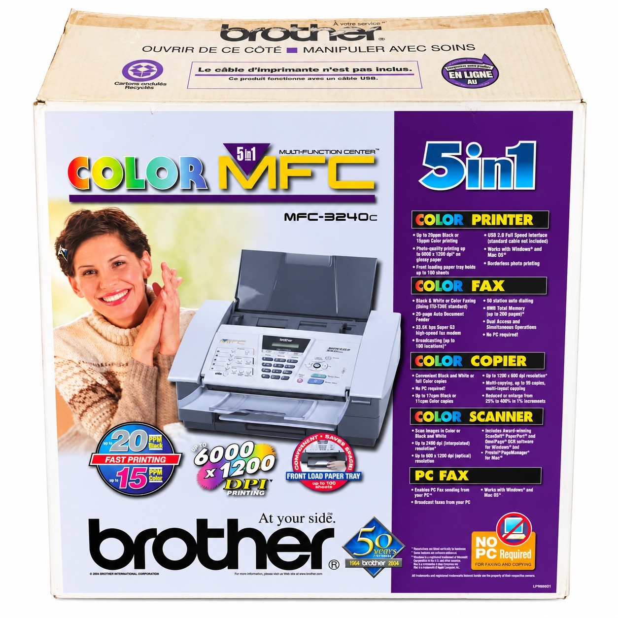 Brother MFC-3240C 5-in-1 Color Printer Fax Copier Scanner NEW Open Box NOS