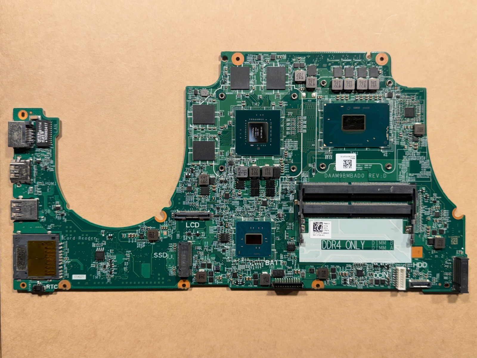 Dell Inspiron 15 5577 Motherboard Intel i7-7700HQ Nvidia GTX 1050 TF0TH