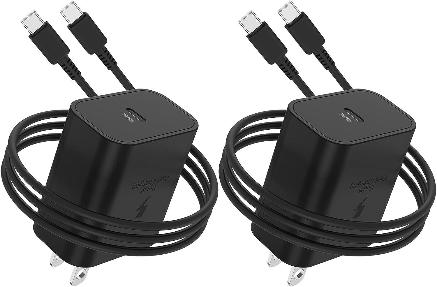 2Pack 45W Super Fast Charger USB C for Samsung Galaxy S22/S23/S24 Ultra Note 20