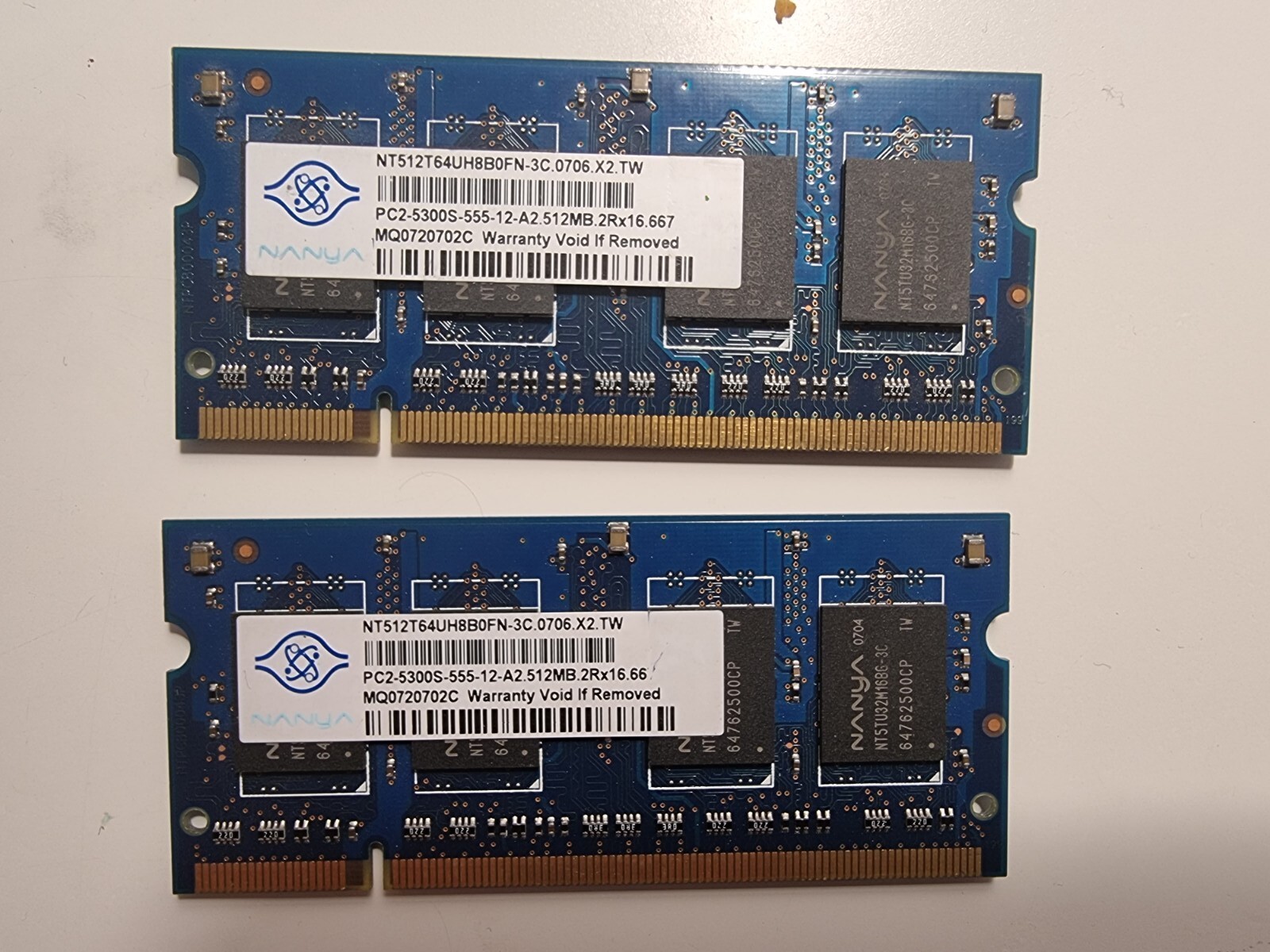  Used good condition memory 512mb 1+1 pcs 