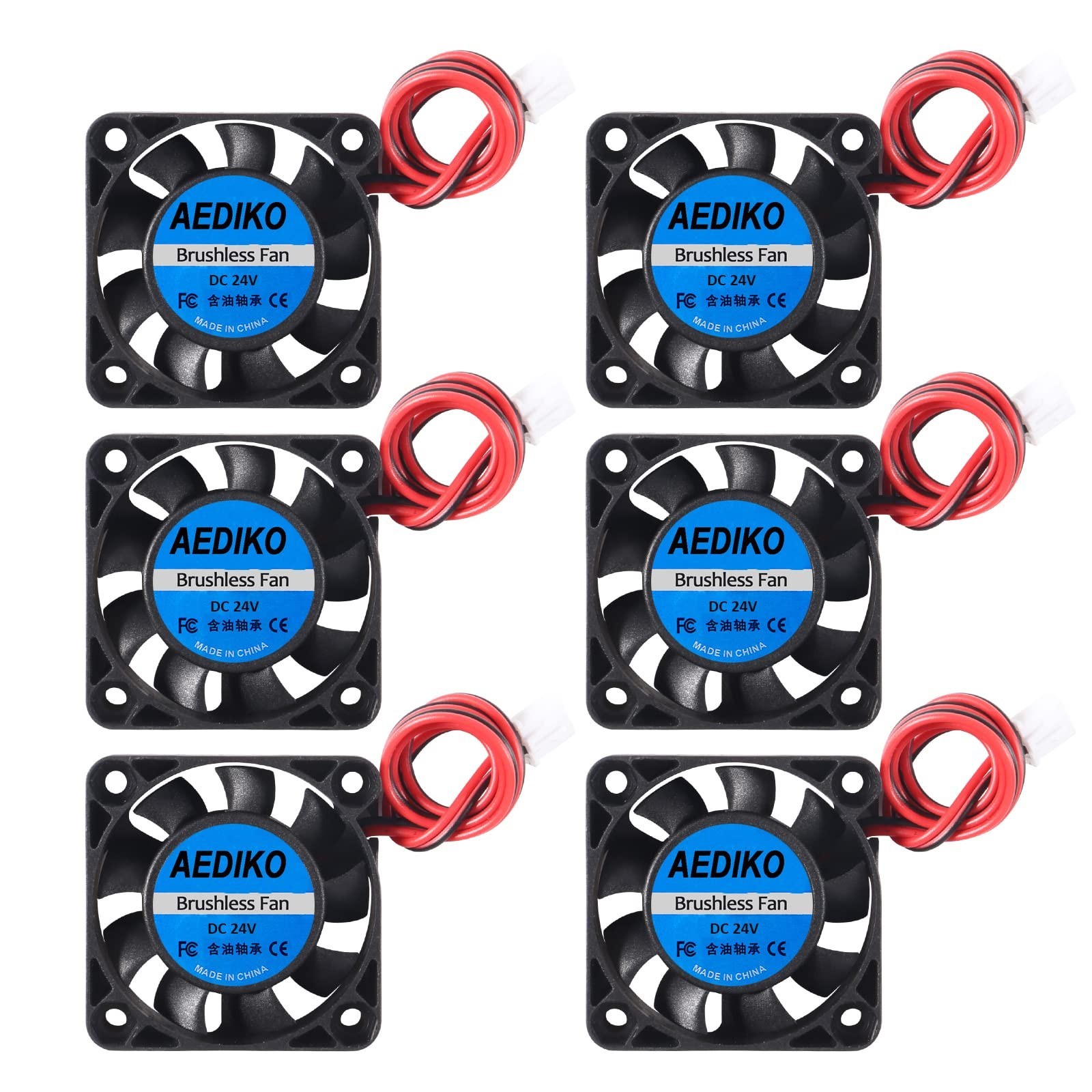 6pcs 4010 Fan 24V 3D Printer Cooling Fan 40x40x10mm Mini Brushless Fan with 2...