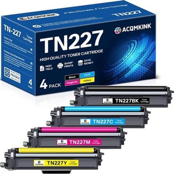 TN227 TN-227BK/C/M/Y High Yield Toner Cartridges for Brother TN227 TN-227 4 Pack