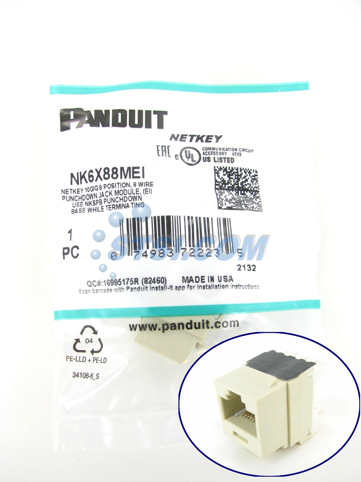 Panduit NK6X88MEI NetKey Cat6a Jack Module, Ivory ~STSI