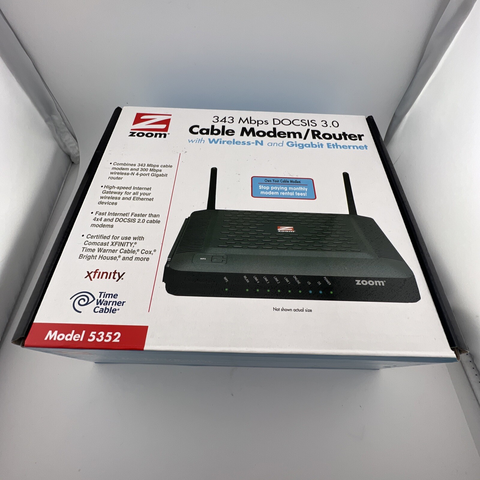 1C Zoom Model 5352 DOCSIS 3.0 Cable Modem Router Wireless N and Gigabit Ethernet