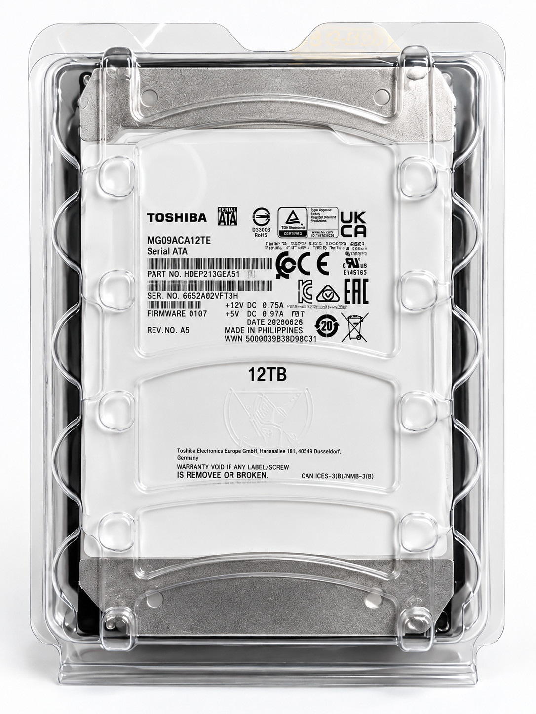 Toshiba MG09ACA12TE 12TB 3.5" Enterprise HDD SATA 6Gb/s 7200RPM 512e
