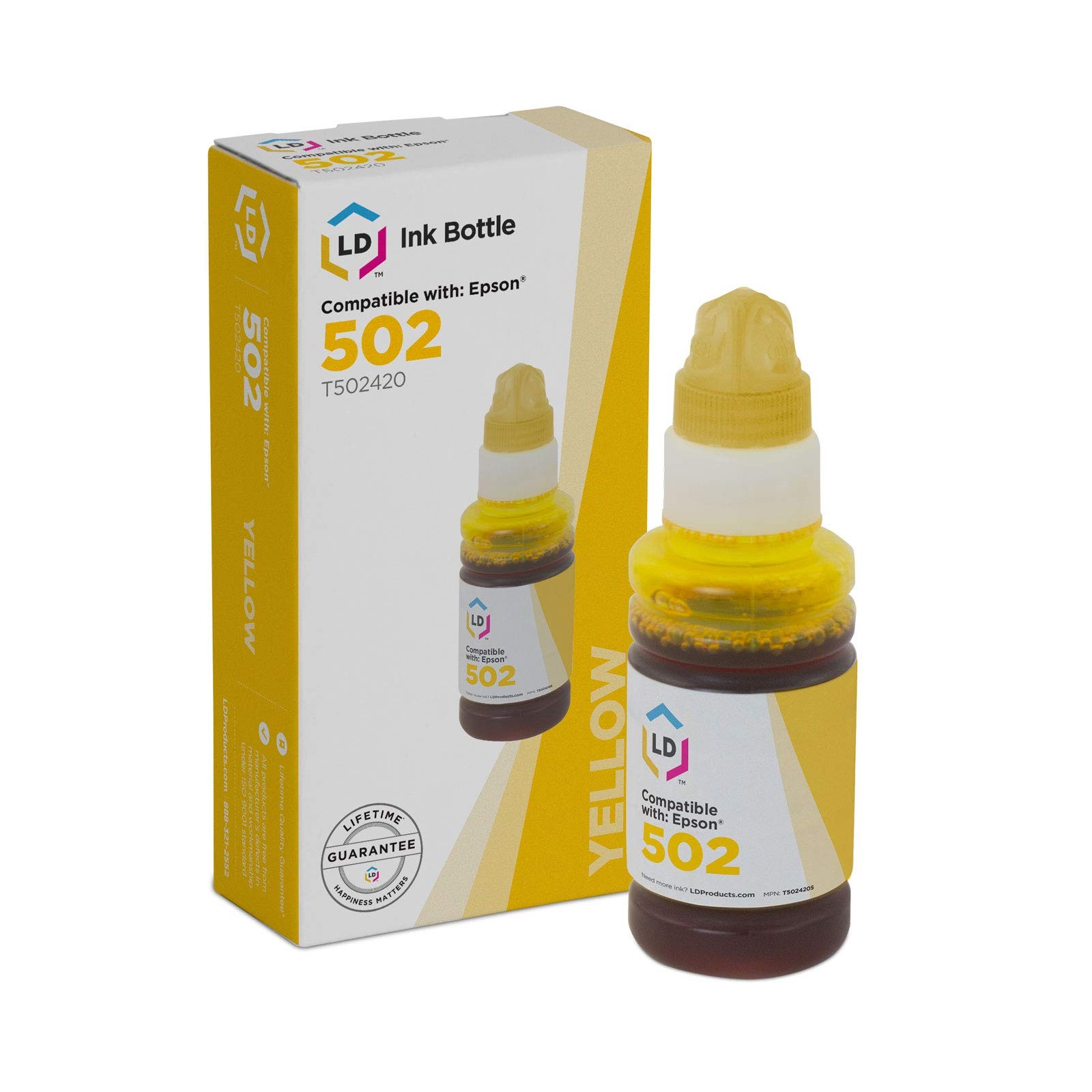 LD Products Compatible Ink Bottle Replacement for Epson 502 T502420-S (Yellow)