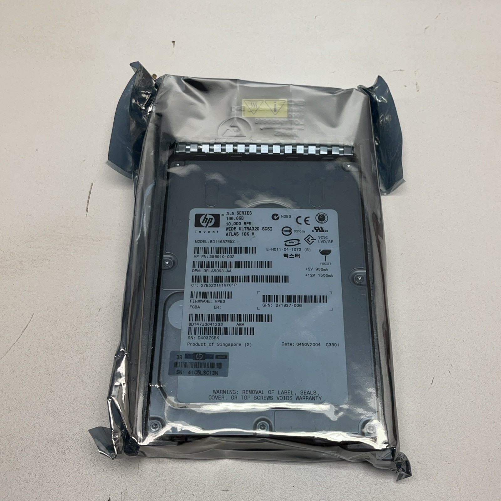HP Ultra320 SCSI 356910-002 146.8GB BD14687B52 10K Hard Drive