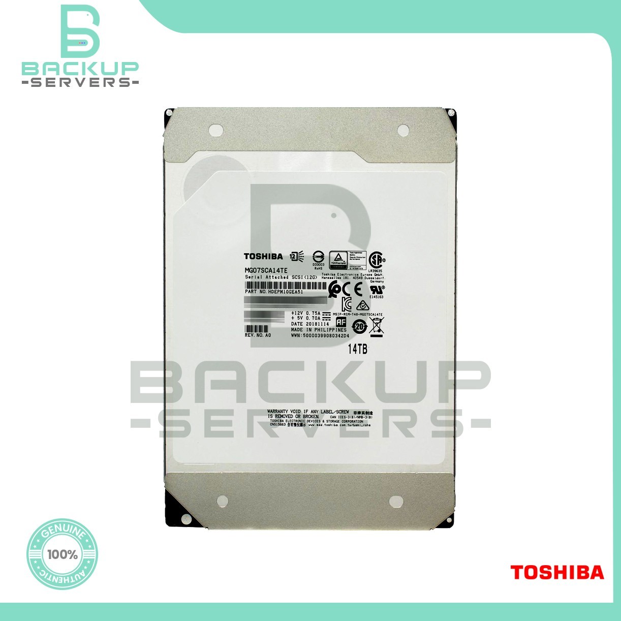 MG07SCA14TE Toshiba MG07 14TB 7.2K 12Gbs SAS 3.5" 512e 256MB Internal HDD