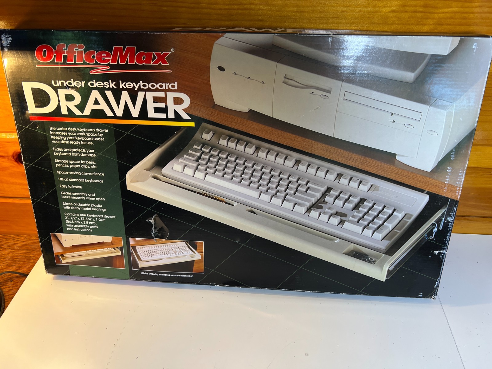 NEW Antique Vintage Computing 1990s 90s OfficeMax Under Desk Keyboard Drawer NOS
