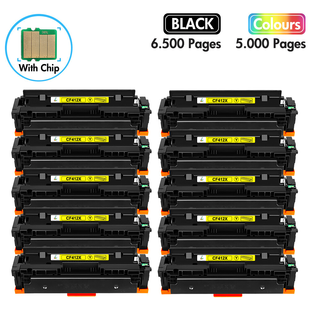 10PK CF412X Yellow Toner Fit for HP 477X Color LaserJet Pro MFP M477dw M477fdn