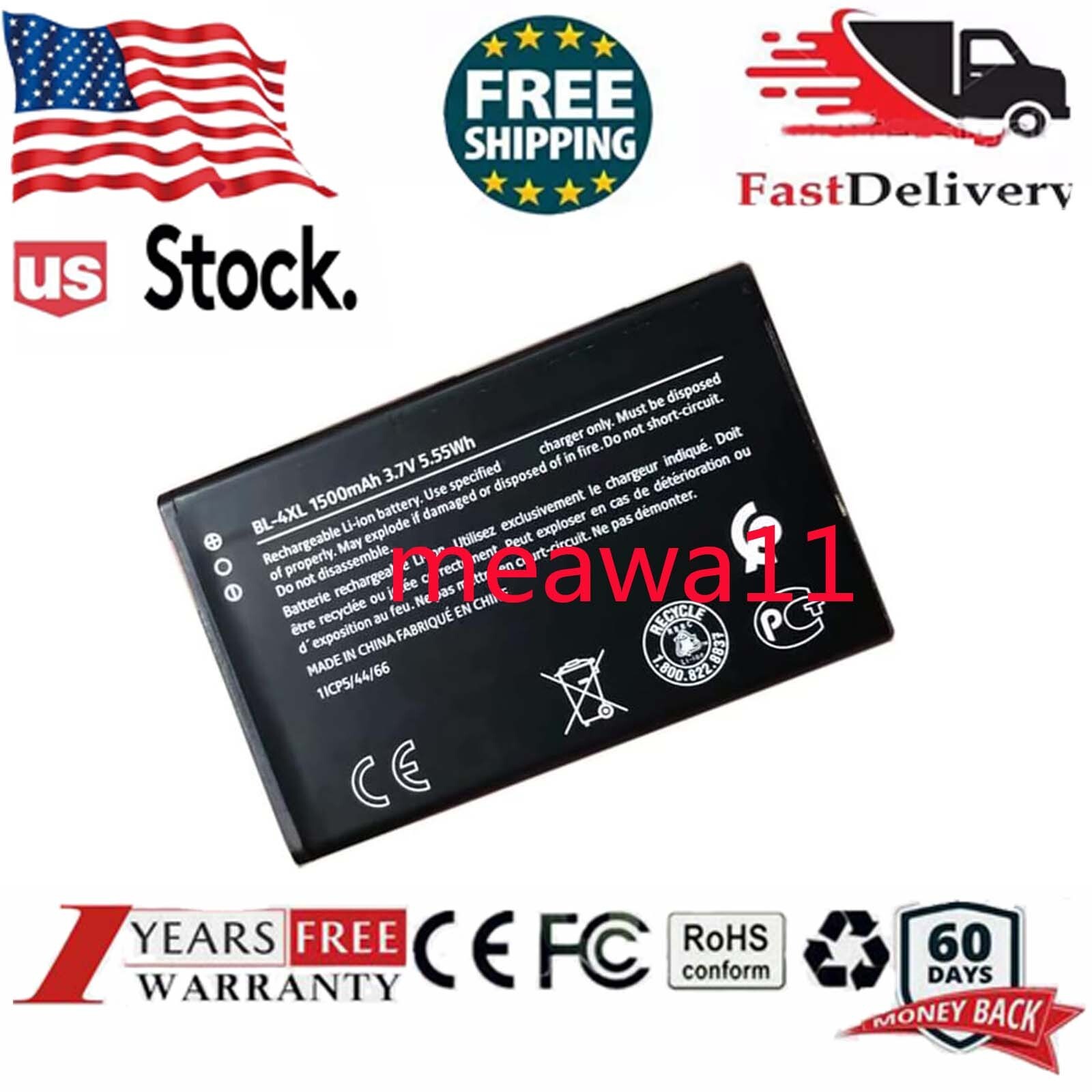 Replacement T-Mobile Battery For Nokia 6300 4G TA-1324 BL-4XL BL4XL 1500mAh USA