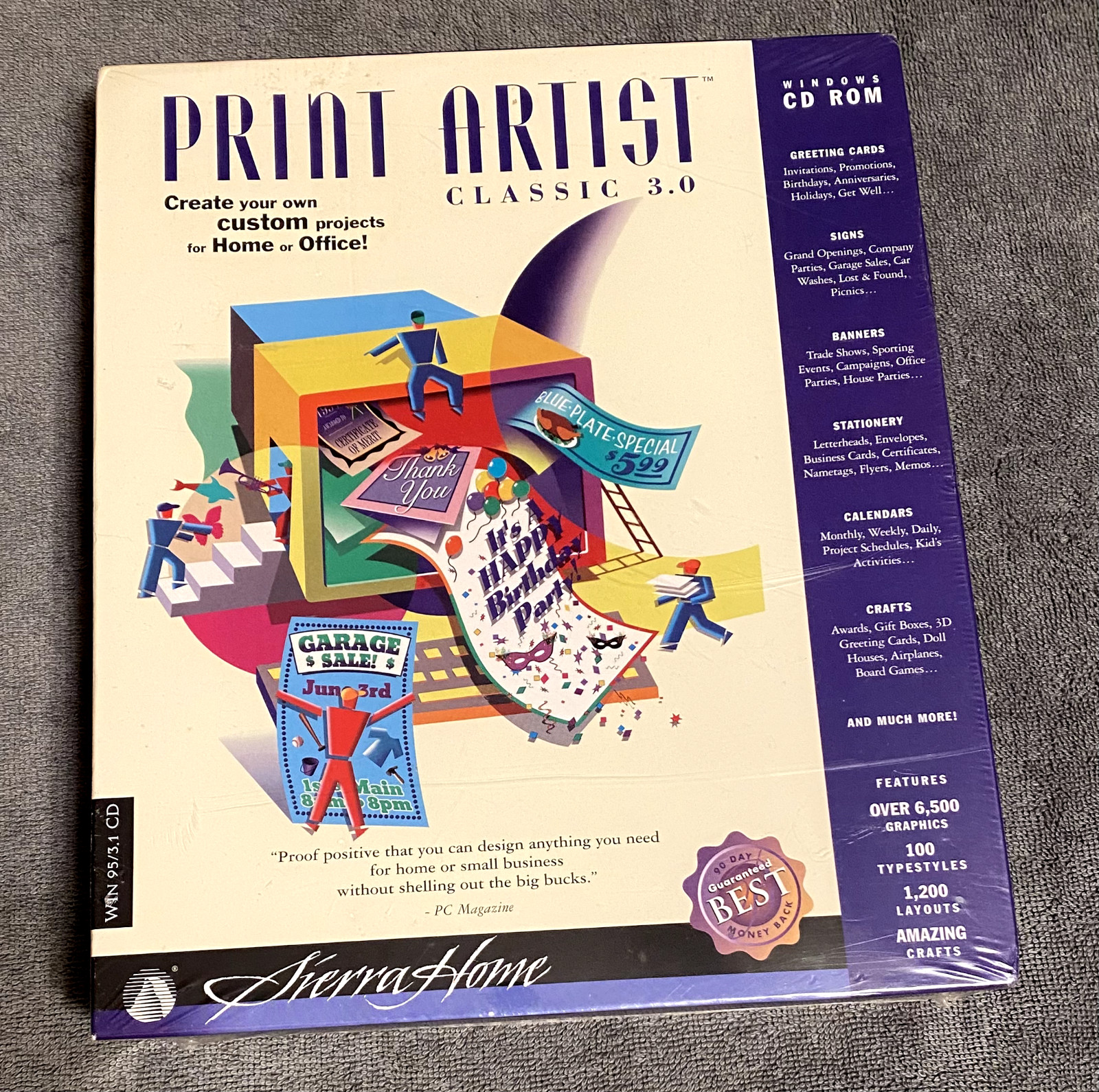 Print Artist Classic Sierra Home 3.0 Windows 95/3.1 CD-Rom New,  Sealed, NOS