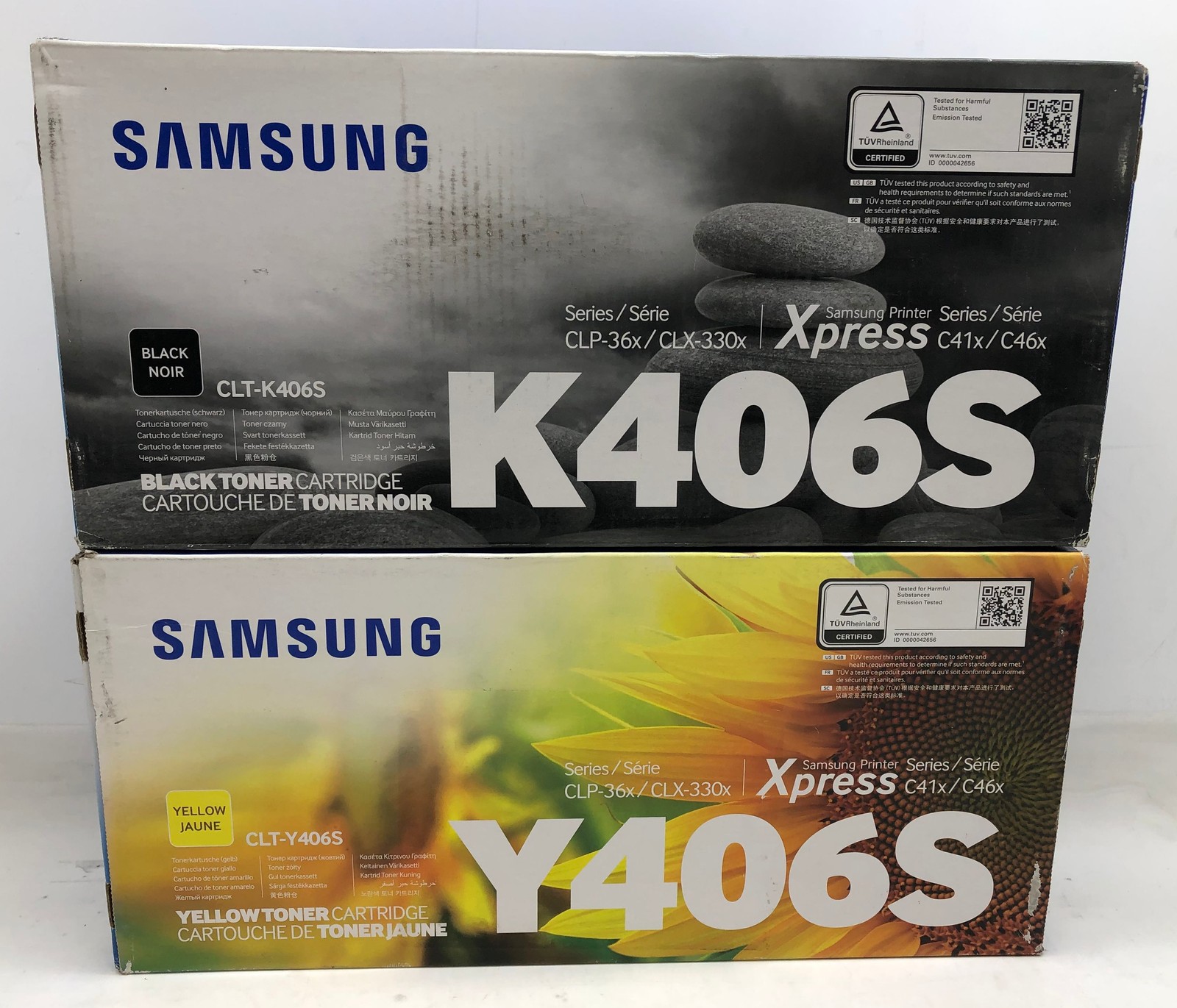 Set Of Genuine Samsung Black CLT-K406S, Yellow CLT-Y406S Toner Print Cartridges