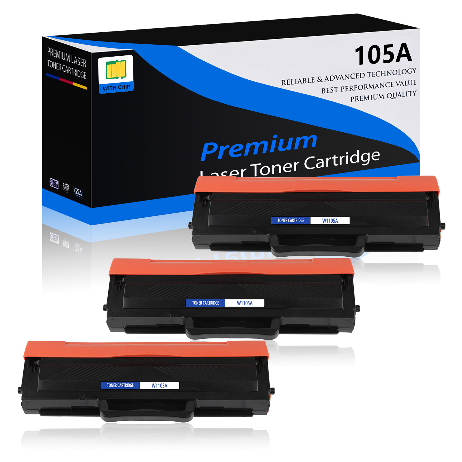 3 PACK W1105A 105A Toner Cartridge for HP 105A LaserJet 107a 107r 107w Printer