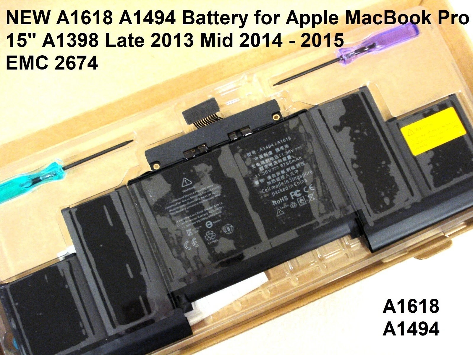 NEW A1494 99Wh Battery for APPLE A1398 MacBook Pro 15" Late 2013 & Mid 2014