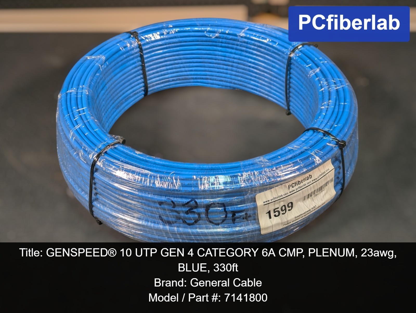 GENSPEED® 10 UTP GEN 4 CATEGORY 6A CMP, PLENUM, 23awg, BLUE, 330ft
