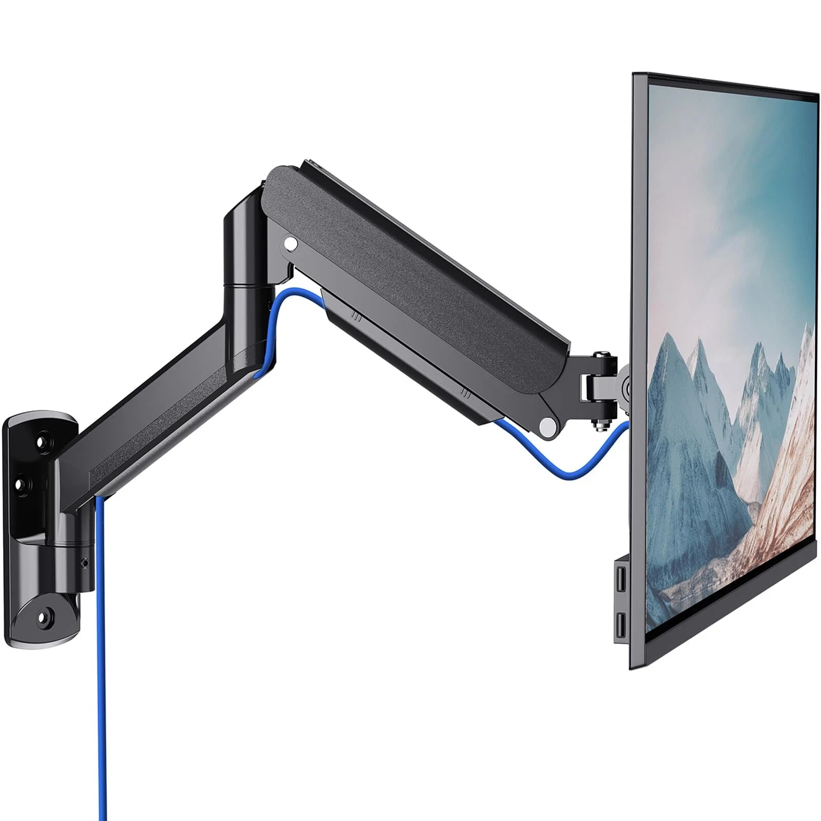 Single Monitor Wall Mount, Gas Spring Monitor Arm for 1 Screen up to 32 inch,...