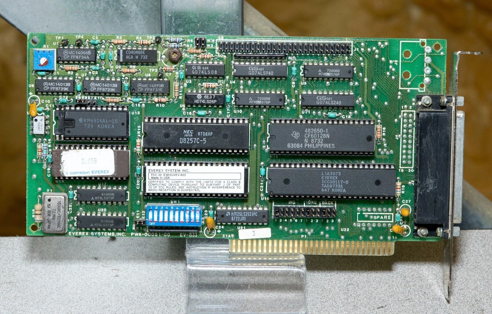 Vintage Everex EV-833 tape or SCSI controller 8 bit ISA ISA376