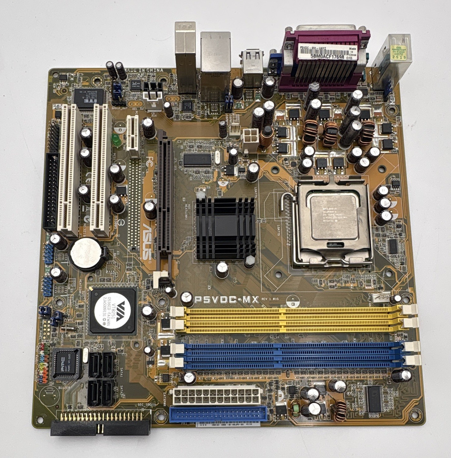 ASUS P5VDC-MX MicroATX LGA775 DDR SDRAM Motherboard w/ Installed Intel CPU