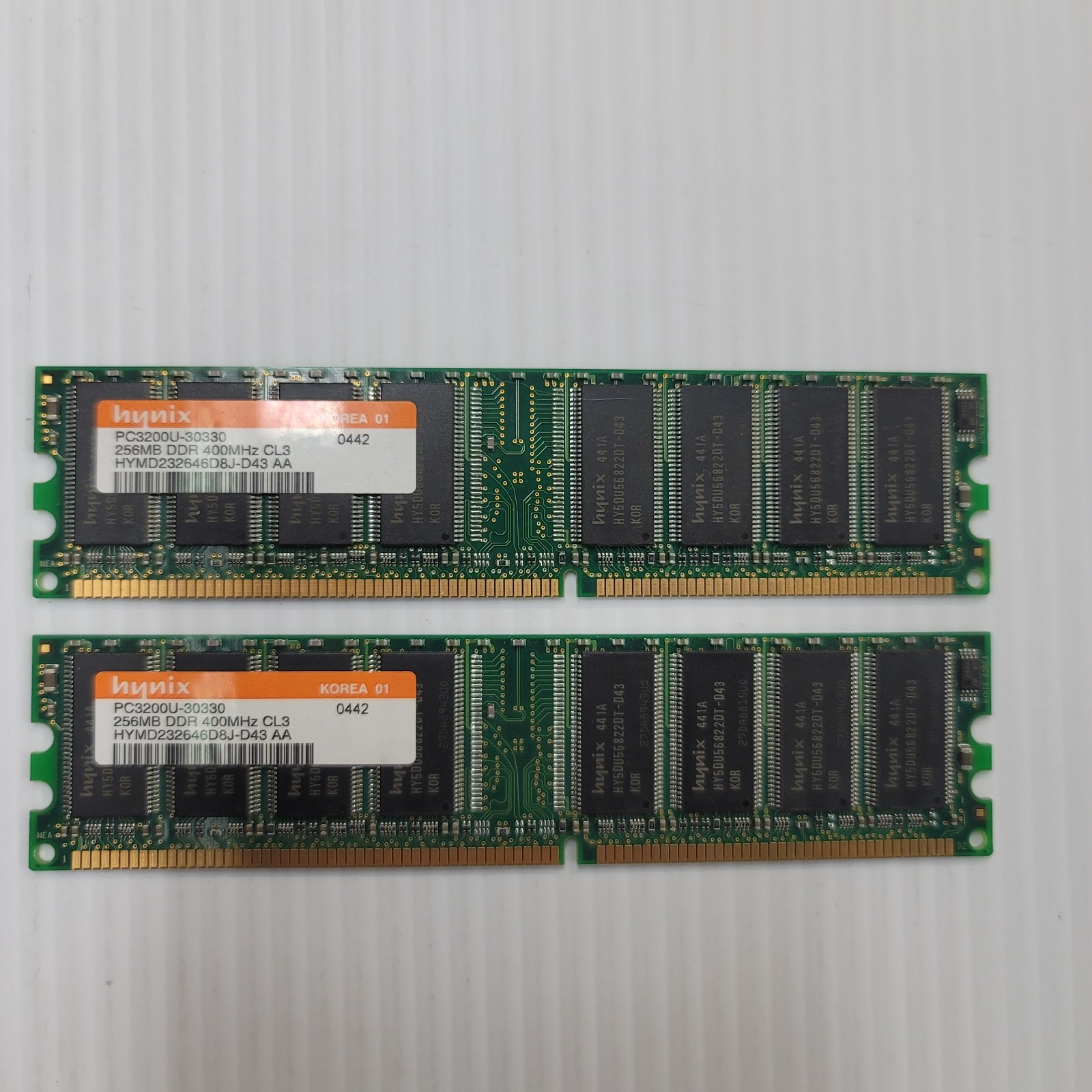Hynix HYMD232646D8J-D43 256MB PC3200 DDR400 CL3 DIMM RAM 2pc 512MB Kit