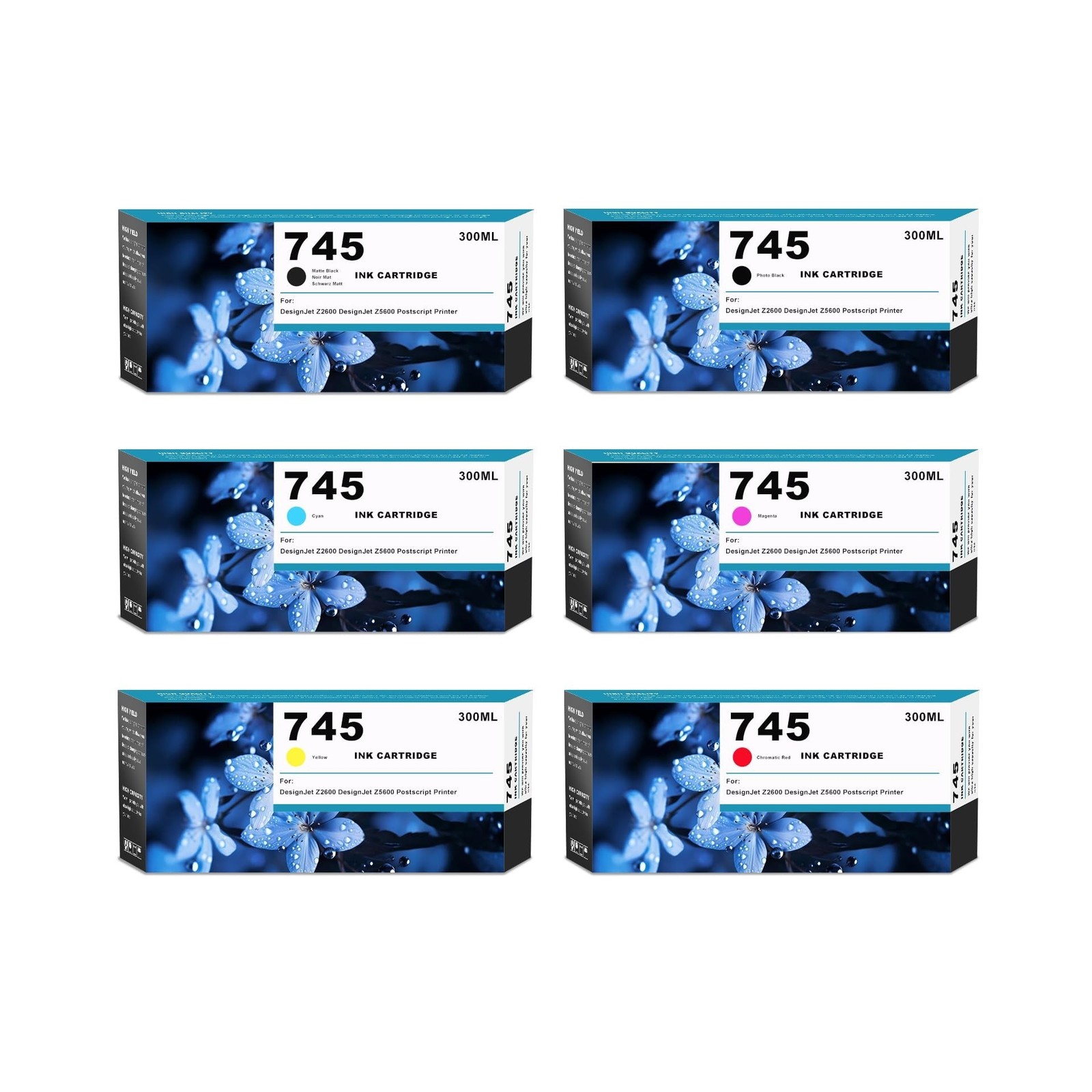 High Capacity 745 Ink Cartridges 300ml 745XL Ink Cartridge F9K06A F9K05A F9K0...