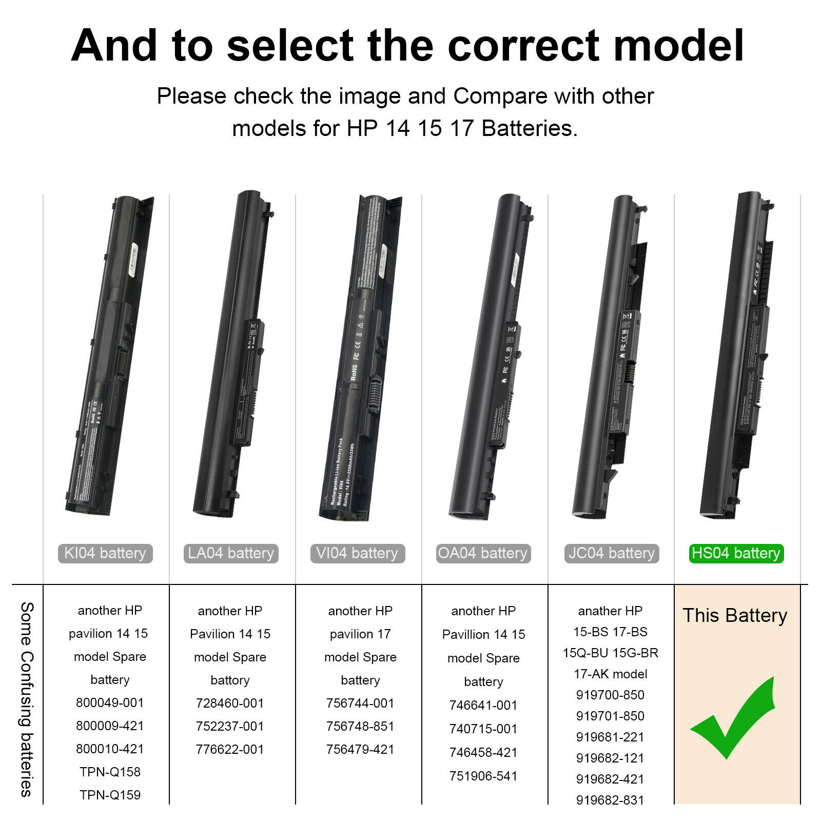 for HP HS04 HS03 807956-001 807957-001 807612-421 807611-421 Battery