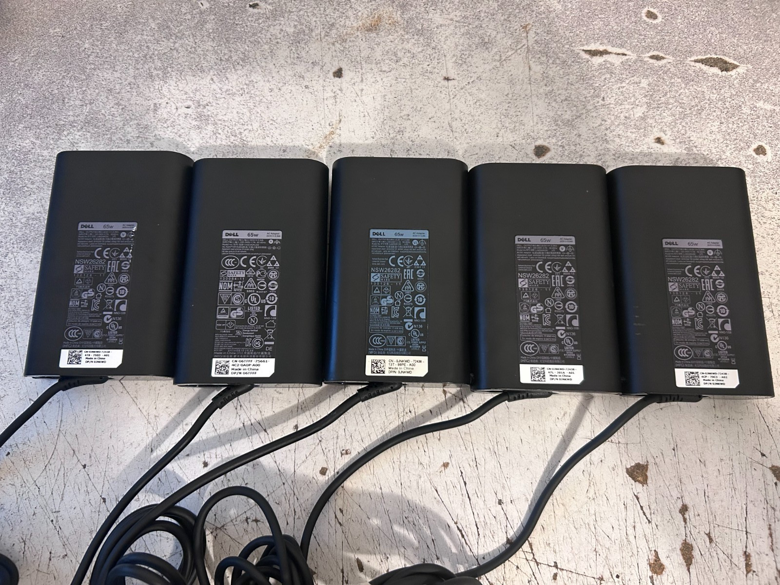 OEM Lot of 10 Dell Latitude AC Adapter Charger 65W 19.5V 3.34A JNKWD 6TFFF