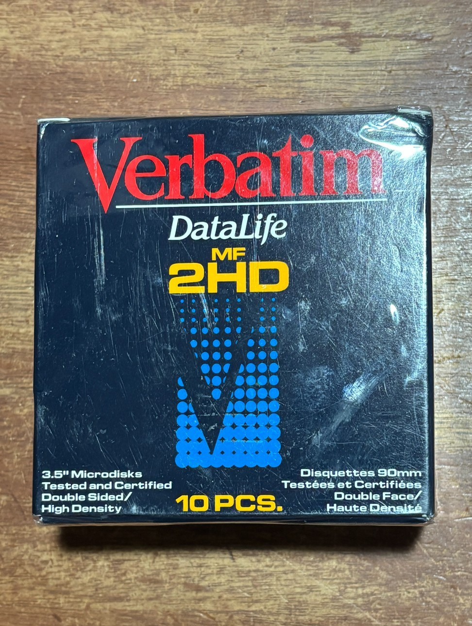 Sealed New box of 10 Verbatim DataLife  MF 2HD 3.5" Microdisks from 1993