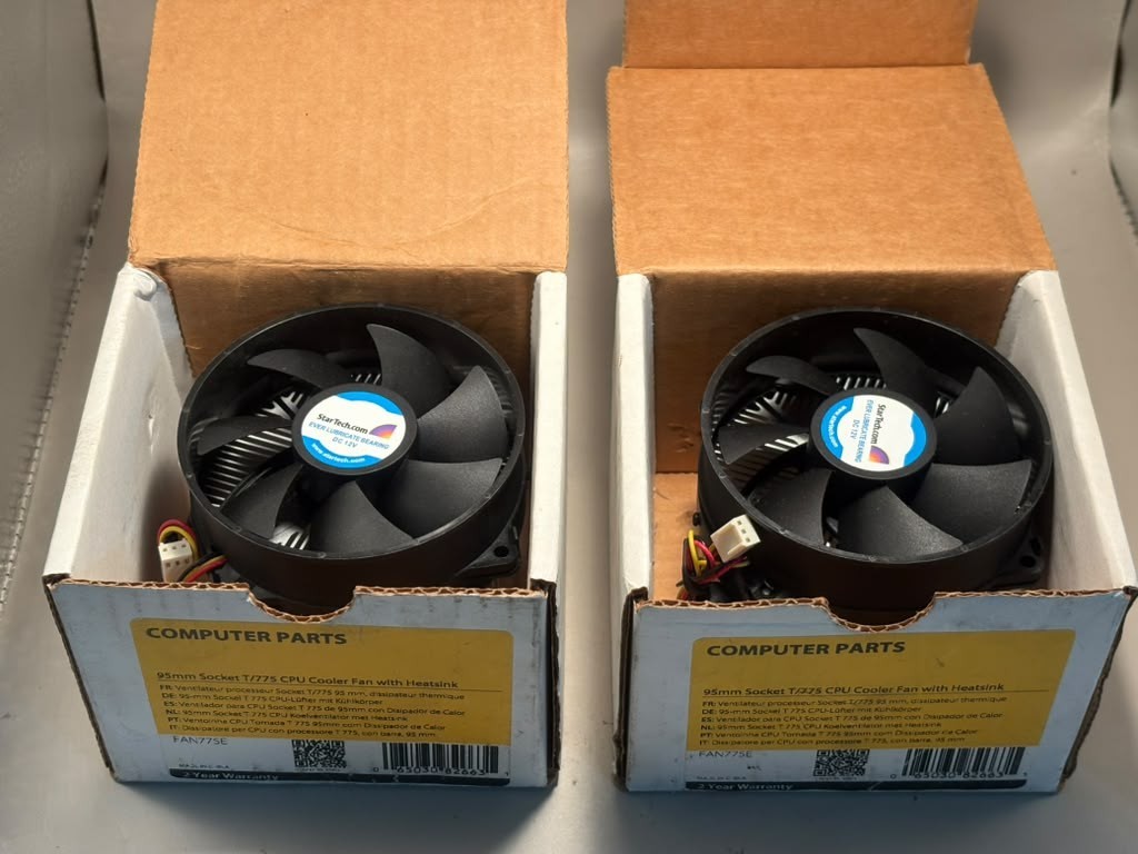 Lot of 2 StarTech FAN775E 95mm Socket T 775 CPU Cooler Fan with Heatsink