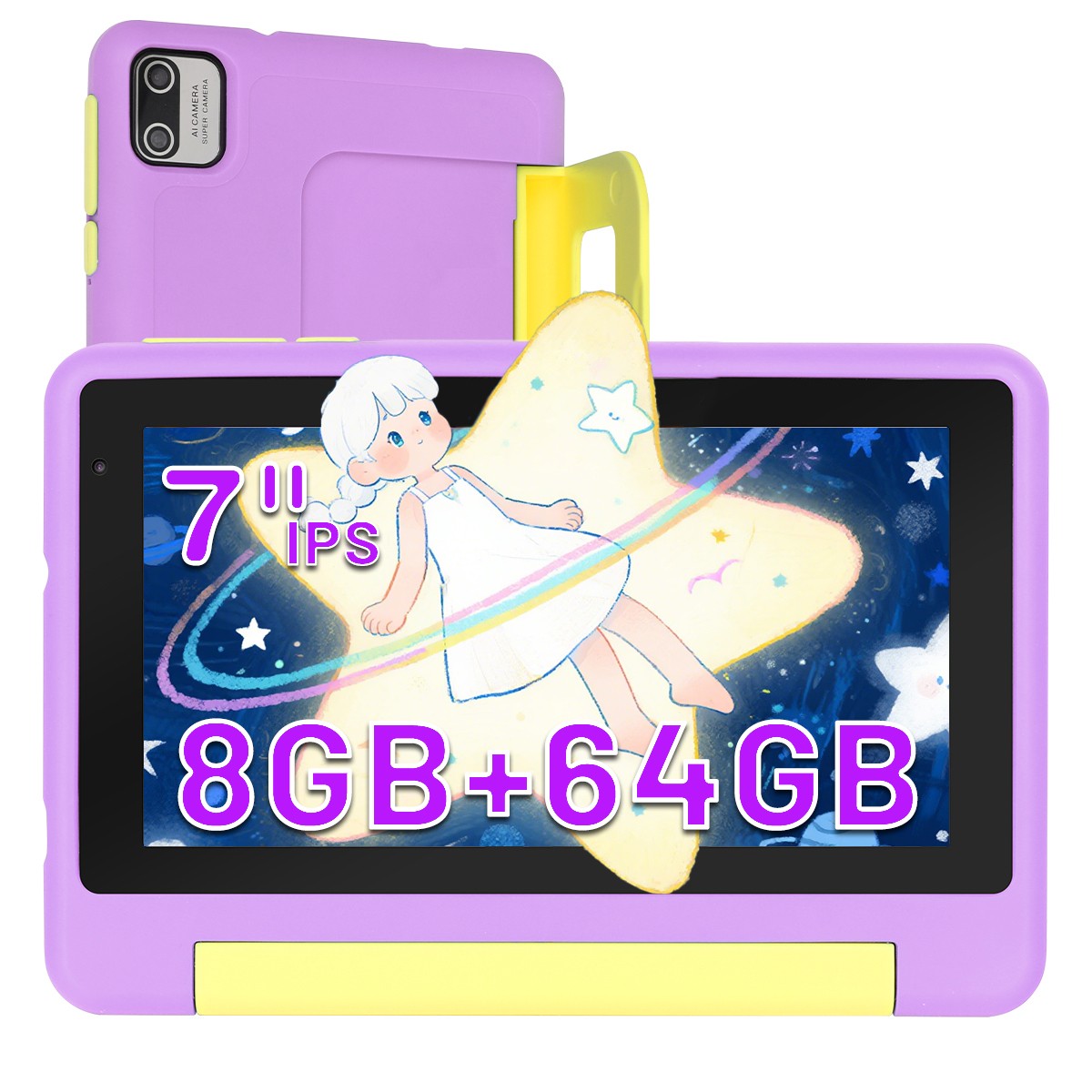 Urao Kids Tablet 7" Display 64GB Ages 3-12 Parental Controls Pueple NEW
