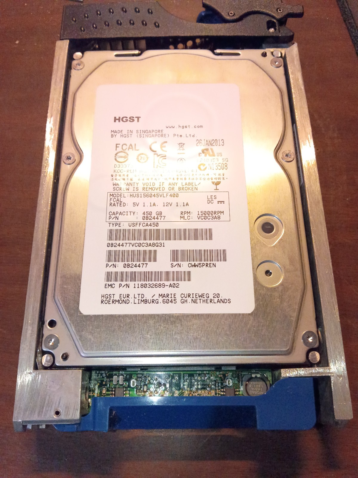 HGST 450GB SAS 15,000rpm 15K 3.5" hard drive HDD W/ TRAY