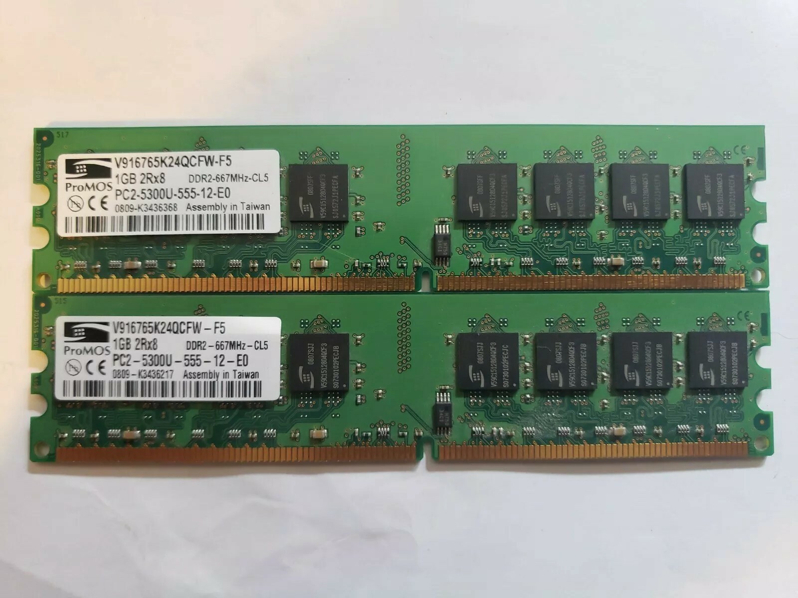 ProMOS V916765K24QCFW-F5 2x1Gb=2Gb PC2-5300 667Mhz DDR2 RAM