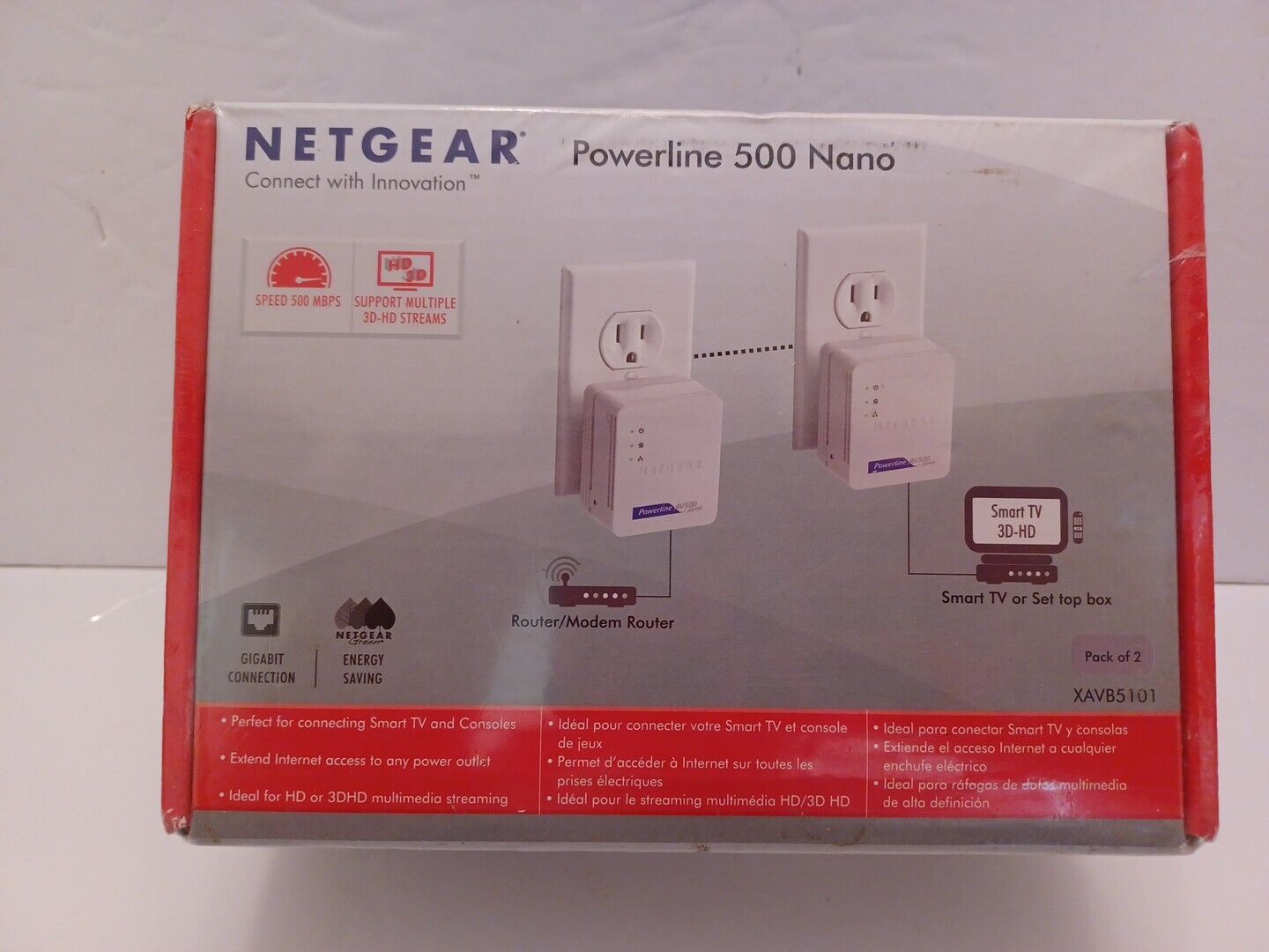 NETGEAR Powerline 500 Nano (XAVB5101) 2-Pack NEW FACTORY SEALED SEE PHOTOS