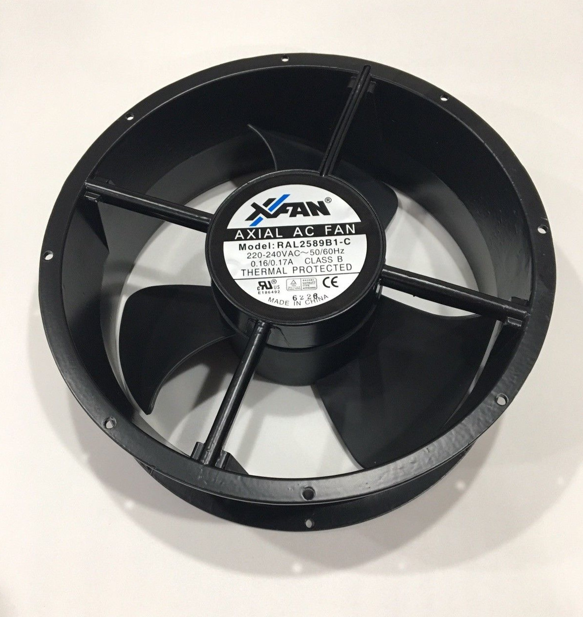 XFAN AXIAL AC FAN MODEL: RAL2589B1-C COOLING FAN 220V 0.16/0.17A 2pin 10" X 3.5"