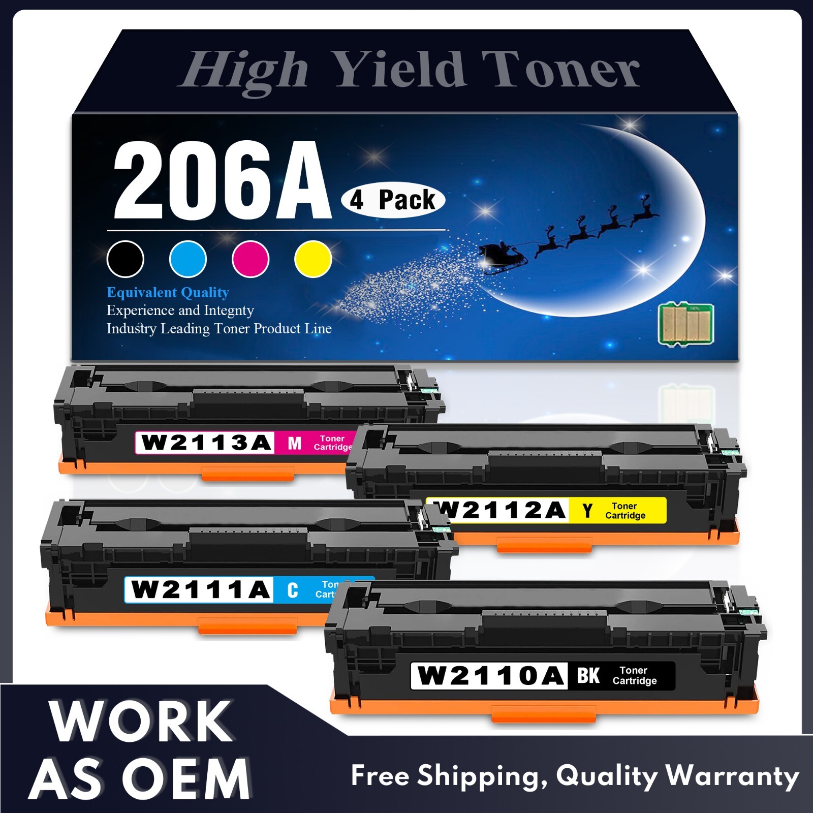 206A Toner Cartridges 4Pack for 206X 206A MFP M255 M283fdw M283fdn