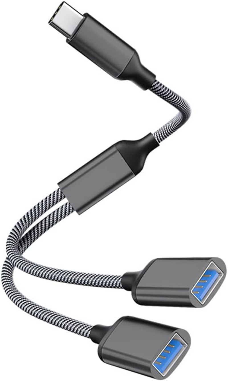 USB C Male to Dual USB Female Adapter, USB Splitter, Type C OTG Adapter | Dual P
